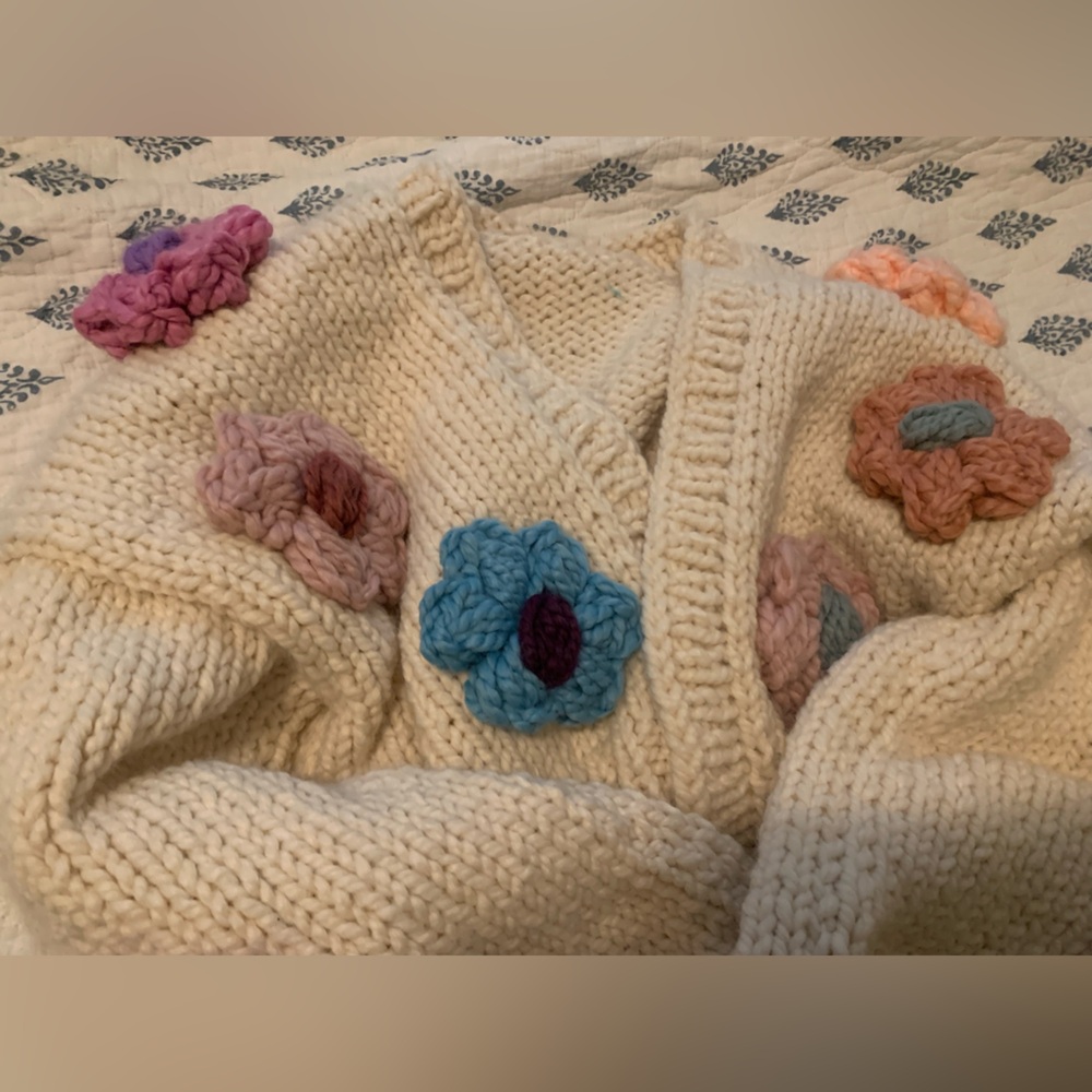 Crochet Floral Cardigan NWOT